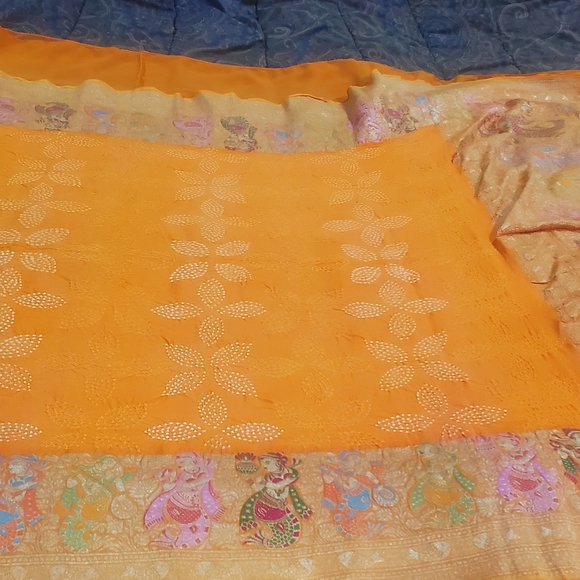 Bandhani Saree (Katan-Kanchipurum Style) Human Figures! Brand new! - Picture 11 of 16